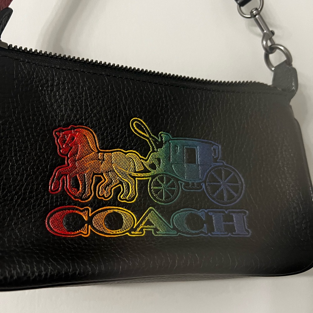 Coach Black Wristlet with Multicolor Logo